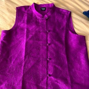 Eileen Fisher magenta button-up blouse